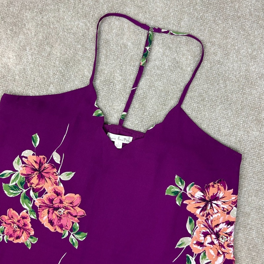 Nine Britton Camisole Tank Women Large Purple Floral Racerback V-Neck Sleeveless